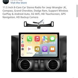 11.5 Inch 8-Core Car Stereo Radio for Jeep Wrangler JK, Compass, Grand Cherokee, Dodge Ram, Support Wireless CarPlay & Android Auto, 5G WiFi, HD Touch