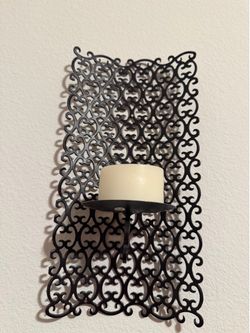 Set of 2 Black Metal Wall Candle Holders