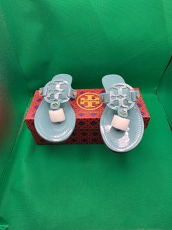 Size 8Tory Burch Miller Sandals Light Blue Patent