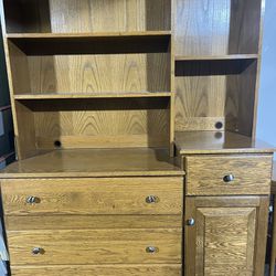 Oak Dresser With attached Shelves
