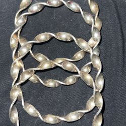 4 Silver Twisted Bracelets