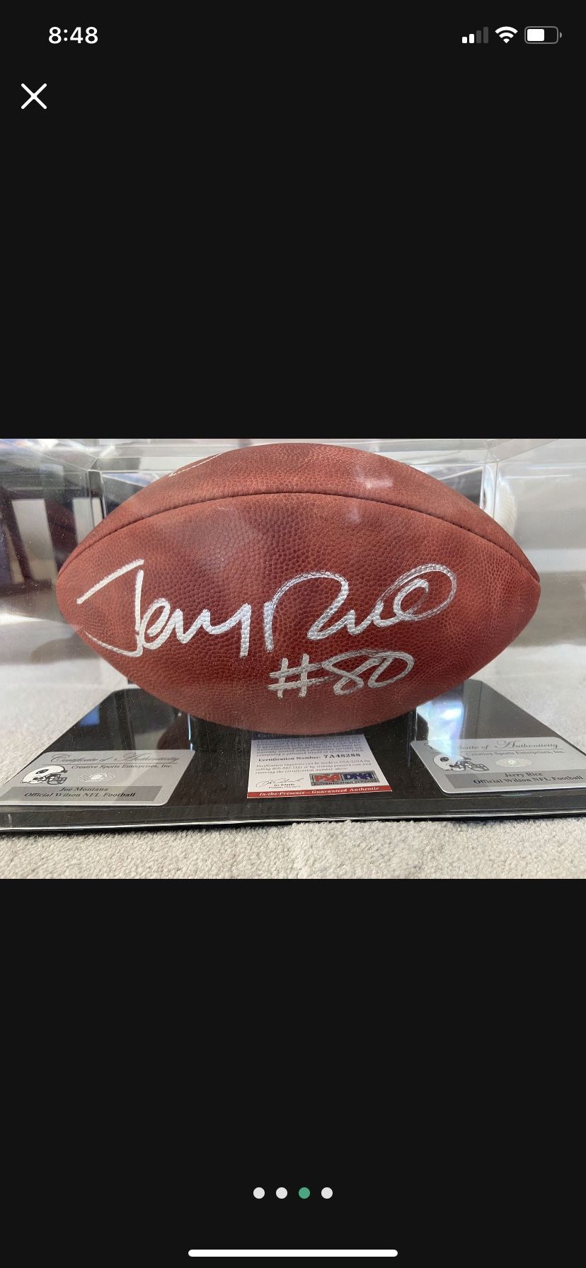 Jerry Rice Joe Montana Autographed Football With Certificate Of Authencity