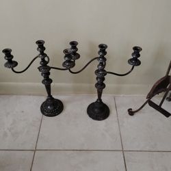 Antique Fireplace Set And Candle Holders Excellent Condition No Shipping