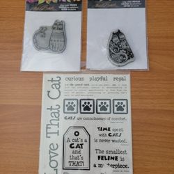 2 Art Cat Stamps and 1 Sheet Cat Stickers