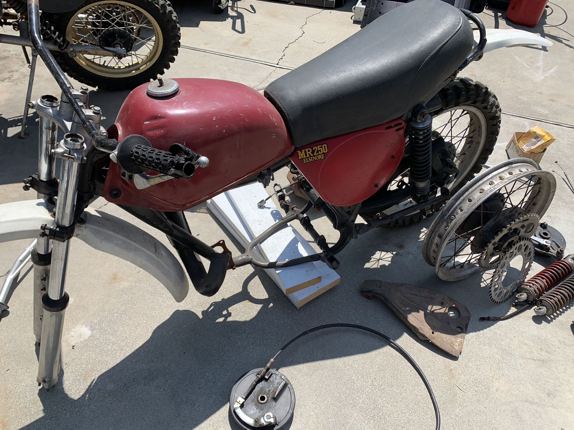 1976 Honda MR 250 Elsinore dirt bike , this all original never restored, missing engine, front tire and rim but everything else is there, many new pa