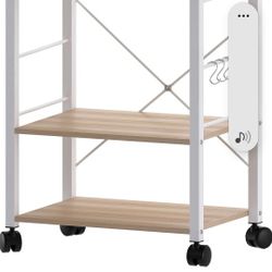 Maple And White 3-tier Microwave Cart.