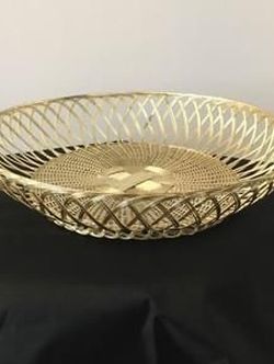 Retro Gold-Tone Woven Wire Basket