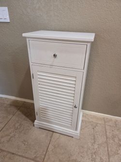 White Bathroom Storage Cabinet with Drawer & Shelf