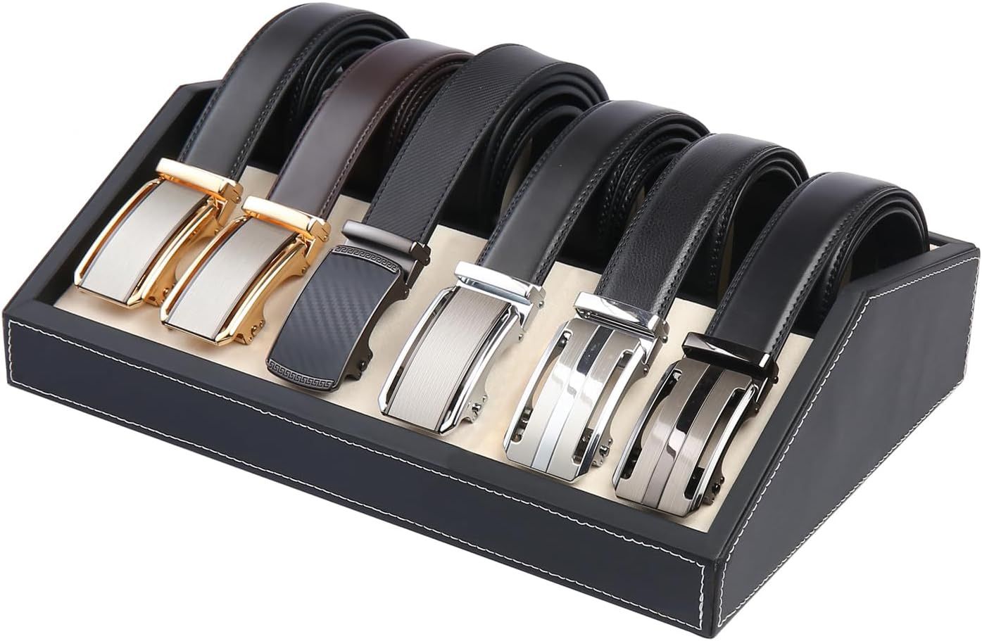 Belt Organizer, 6 Grids Belt Display Holder for Closet and Drawer Belt Display Case Belt Storage Rack Belt Displayer Holder for Men Women Belt Display