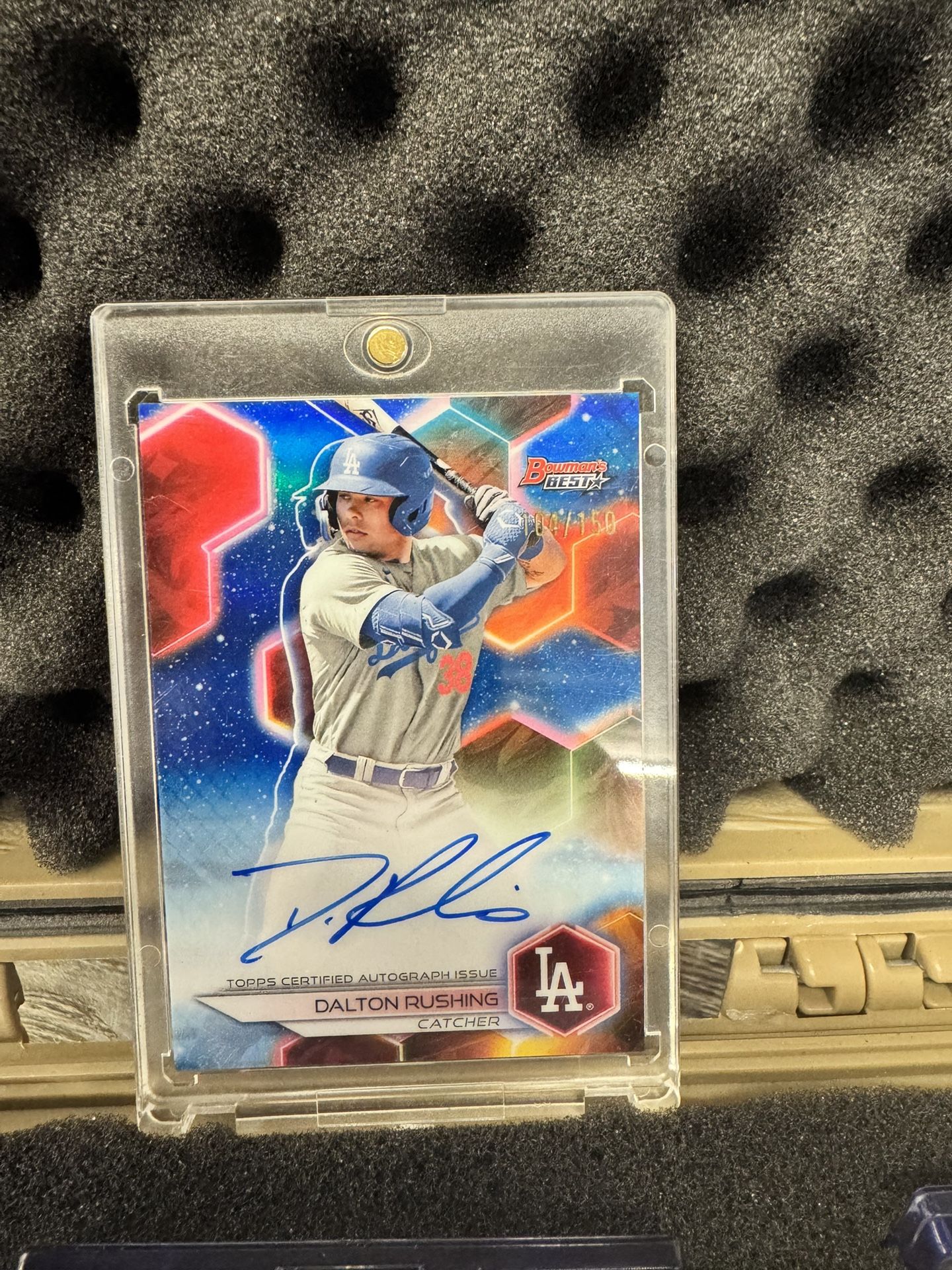 Dalton Rushing 2023 Bowman's Best Blue Refractor Auto /150 LA Dodgers B23-DR