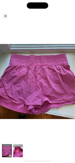 WOMENS LARGE HIGH WAISTED ATHLETIC SHORTS PINK