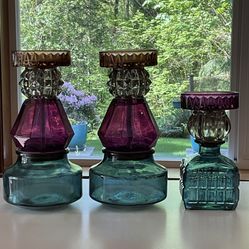 Three Glass Candle Holders