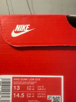 Nike Dunk Low GTX Black/Anthracite Size 13