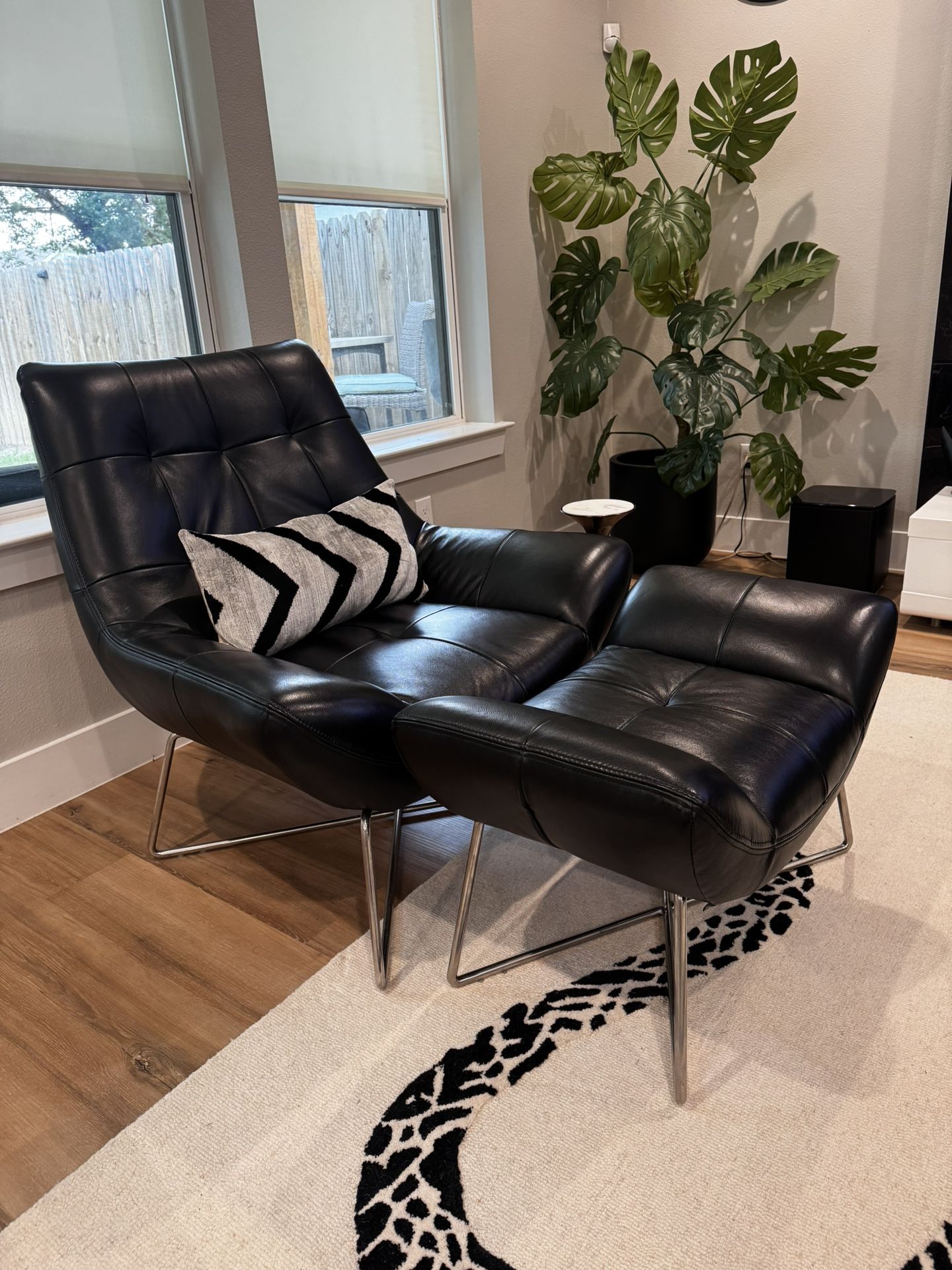 Modern Black Chair And Ottoman