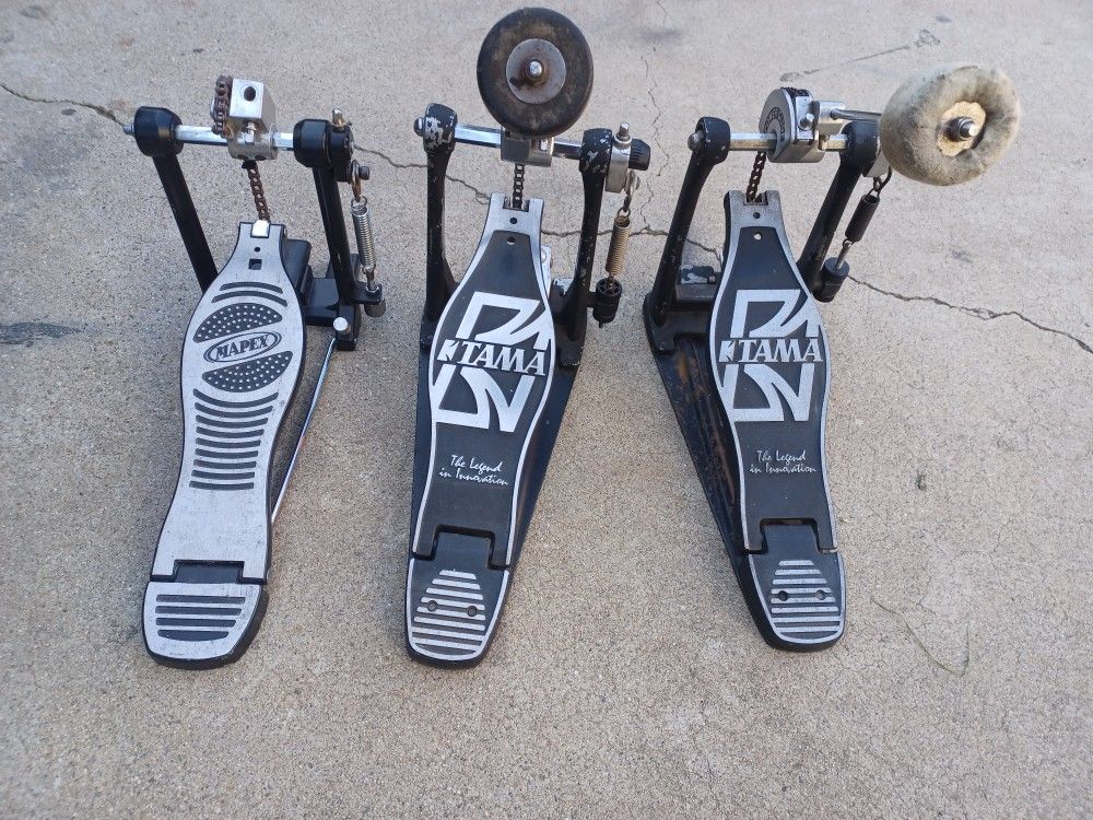 2 Tama Pedals-1 Mapex 3 Piece Pedals