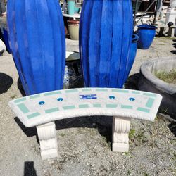 Concrete Mosaic Tile Inlay Curved Benches / Cement Garden Patio Bench / Outdoor Patio Furniture