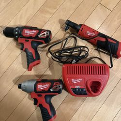 Brand New Never Used!! Milwaukee  M12 Tools Drill/ratchet/charger
