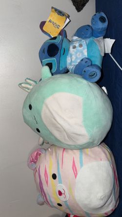 Two 12in squishmallows & 10in Disney Lilo & Stitch Stitch Blue Plush
