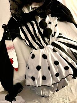 Brand New - Kids size Large (10-12yrs) Killer Jester Clown Halloween Costume