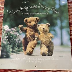 American Greetings 1978 12 Month Calendar Everybody Needs A Teddy Bear