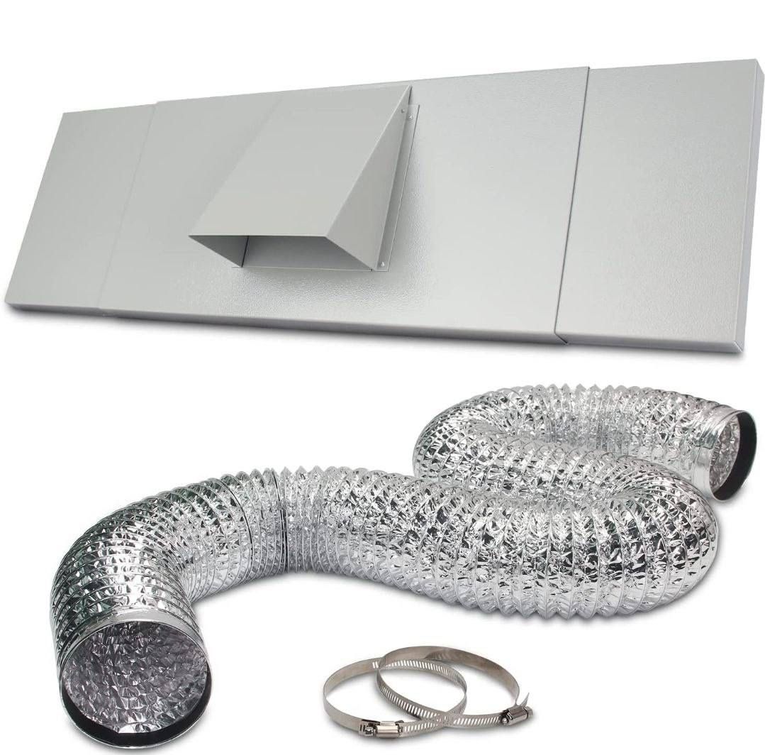 (New in Box) DITKOK Window Dryer Vent, Galvanized Steel + Powder Coated, for 4" Dryer Vent Hose, Fit 26" - 36" Vertical Sliding Window Adjustable, wit