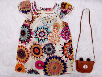 Girls Floral Dress and matching Bear Purse