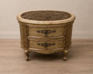Marge Carson Rivoli Oval Nightstand - Marble Top - Vintage Collection - Great Condition