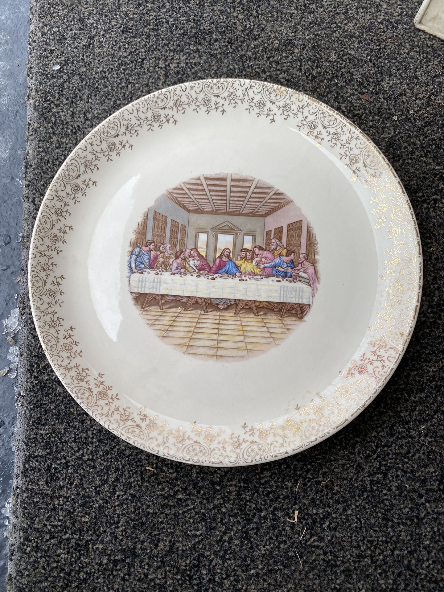 Vintage 23k Gold Salem Last Supper Plate