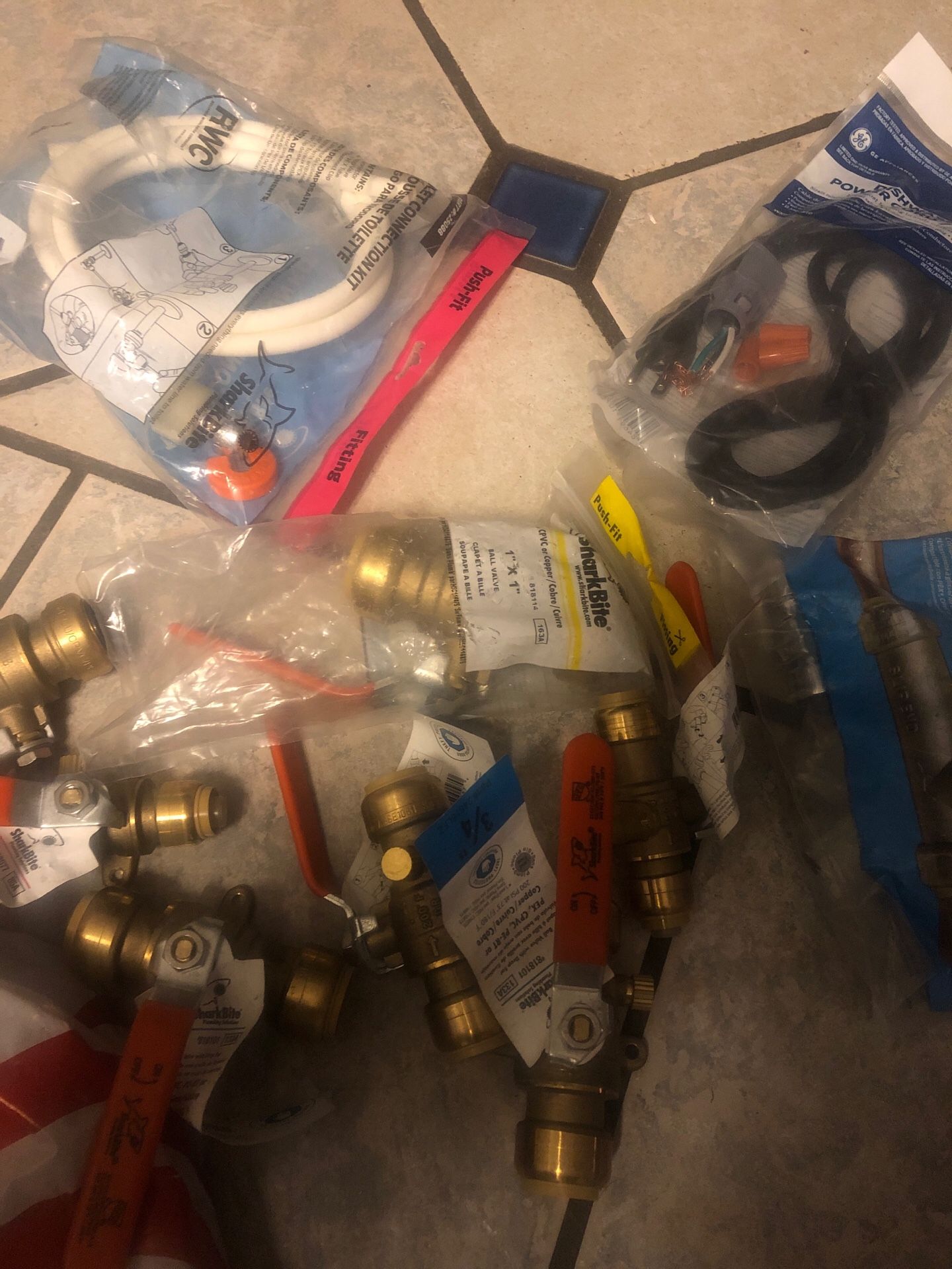 Shark bite plumbing Asst. copper ball valves and a few connection kits