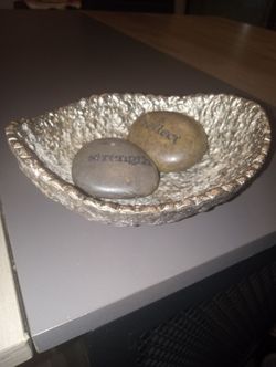 Nate Berkus catchall with 2 inspirational stones