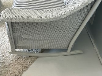 White Wicker Rocking Chair with Cushion