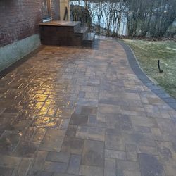 Brick Steps. New Asphalt driveway 