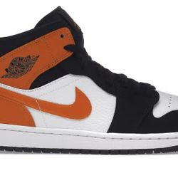 Jordan 1 Mid Size 11 Shattered Backboard Orange Black!!