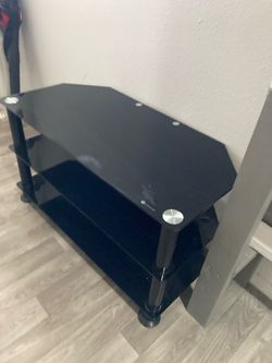 Black Glass 3-Tier TV Stand