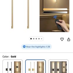 Gold Wireless LED Lights With Remote - Rechargeable- New