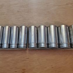 Snap On 1/2" drive SAE deep socket set