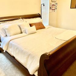Dark Cherry Wood KING SIZE BED $450