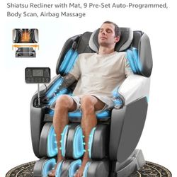 Massage Chair Full Body, 4D SL-Track Zero Gravity Shiatsu Recliner with Mat, 9 Pre-Set Auto-Programmed, Body Scan, Airbag Massage
