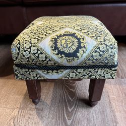 Small Upholstered Cushioned Wooden Foot Stool Rest Gold Black