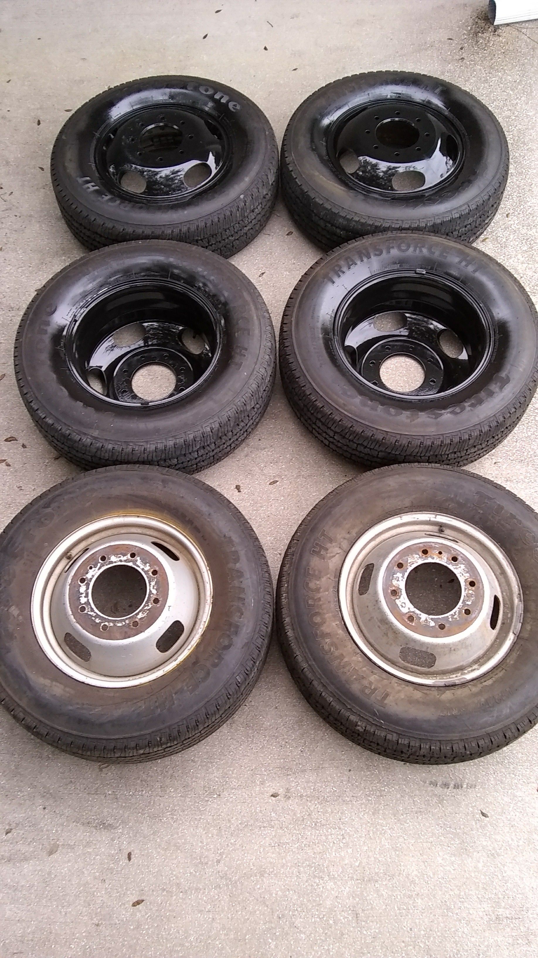 6 17 inch Ford F-350 F-450 F350 F450 Dually wheels 245/75r17 Firestones tires 8x200 05-19