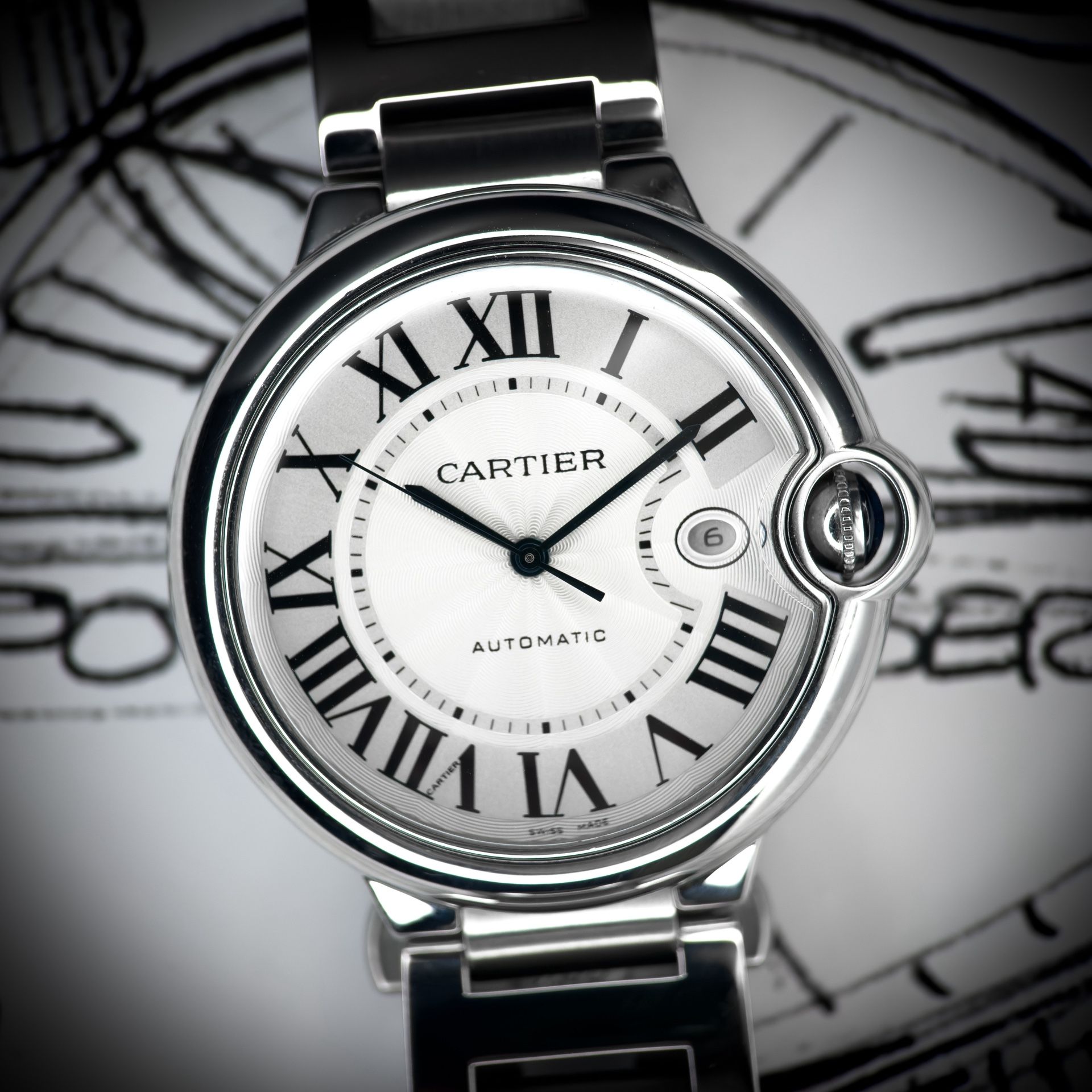 Cartier Ballon Bleu 42mm Silver/White Opaline Dial Full Set With Receipt