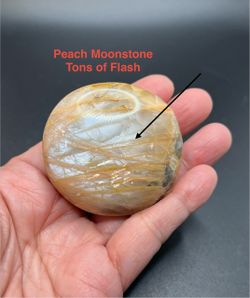 Peach Moonstone Genuine Palm Stone from Madagascar 94g