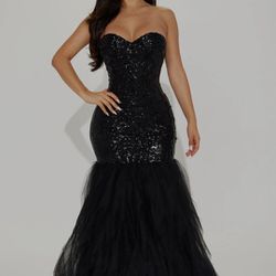 Formal black sequin dress