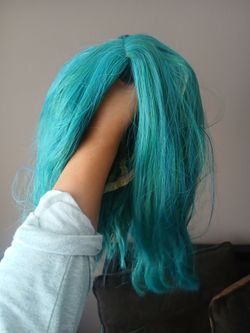 Tealish greenish wig halloween costume