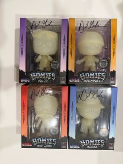 David Gonzales Signed Glow in the Dark Homies Big Headz Complete Set of 4 LA Comic Con