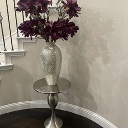 Elegant Decorative Vase with Flowers on Modern Pedestal Stand – 64” Tall