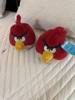 2 ANGRY BIRDS PLUSH PUFFS New