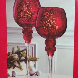 Glass Candle Holders Set Of 2, Glass Candles, Christmas Candles, Christmas Decorations, Christmas Stuff