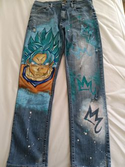 Custom Hand-Painted Anime Jeans 10f1 size 34w 34l regular fit
