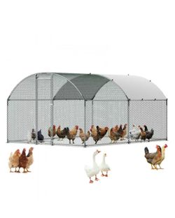 ❤️‍🔥 Metal Chicken Coop, 9.8x13.1x6.5 ft Large Walk-in Chicken Runs with Cover